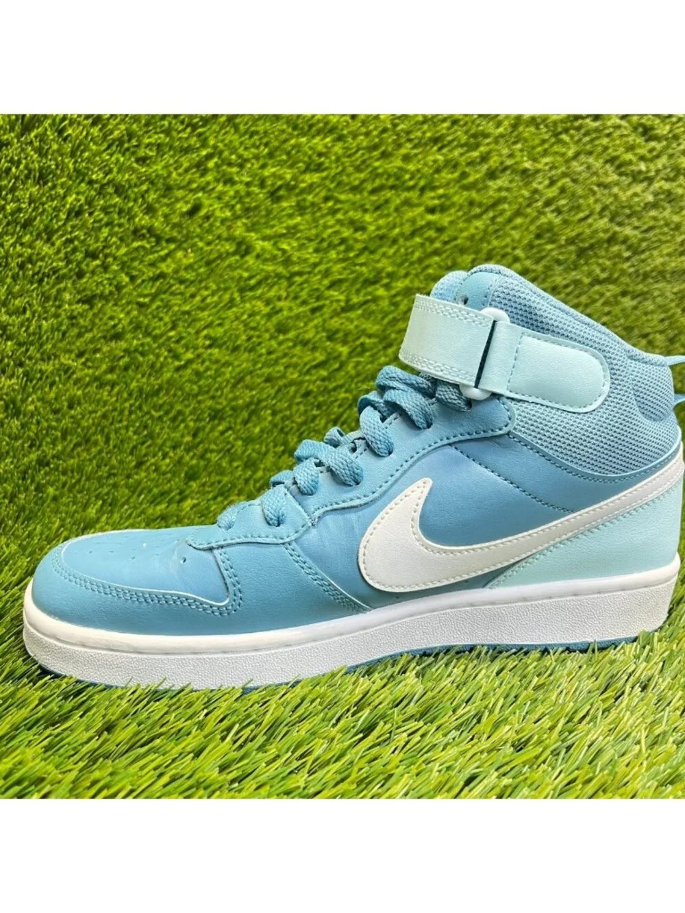 Nike Court Borough Mid 2 Boys Size 6.5Y Blue Athletic Leather Shoes Sneakers